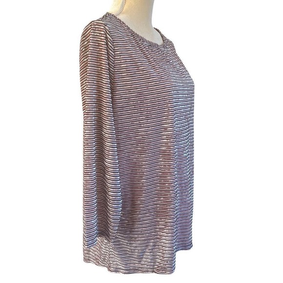 Jones New York Women's Striped Velvet Top‎ Long Sleeve Blouse XL Pink / Black - Picture 13 of 14